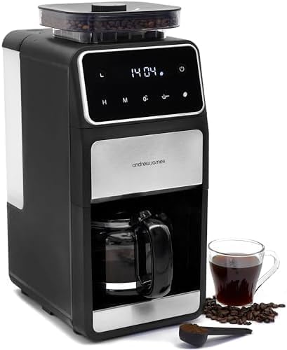 Andrew James Drip Filter Coffee Machine With Built-In Grinder, 1.5L Bean To Cup Coffee Maker