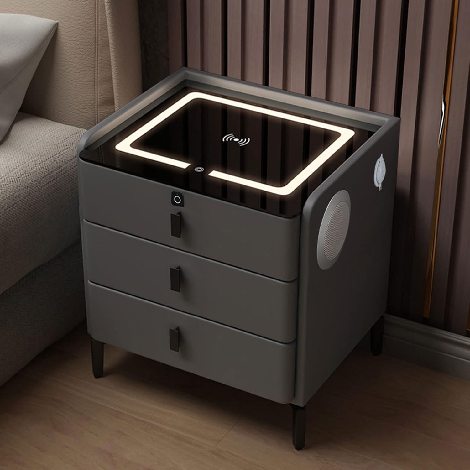 Dwlomhe Db0125001368 Smart Bedside Table With Wireless Charging And Fingerprint Lock