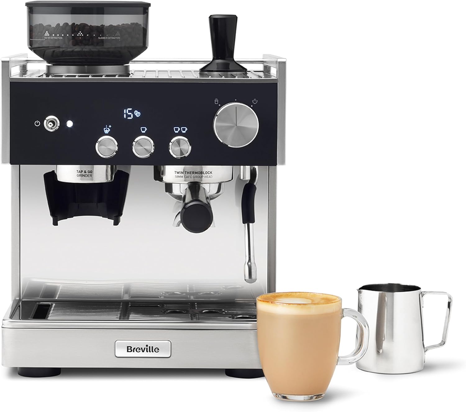 Breville Barista Signature Espresso Machine Vcf160 - Bean To Cup Coffee Maker With Integrated Coffee Grinder & Milk Frother