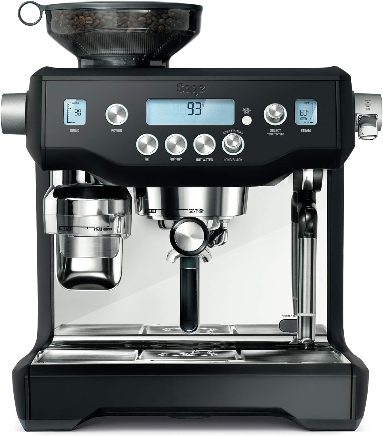 Sage Oracle Ses980Btr Black Truffle Bean To Cup Coffee Machine With Automatic Milk Frother