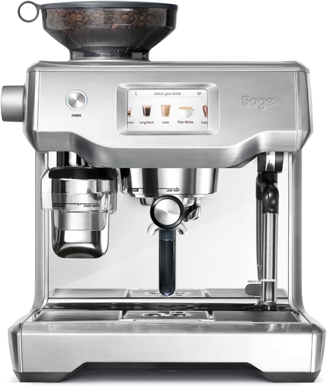 Sage Oracle Touch Ses990Bss Bean To Cup Coffee Machine With Grinder And Milk Frother, Brushed Stainless Steel
