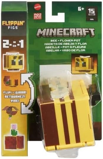 Minecraft Flippin Figure Bee With Flower Pot Toy