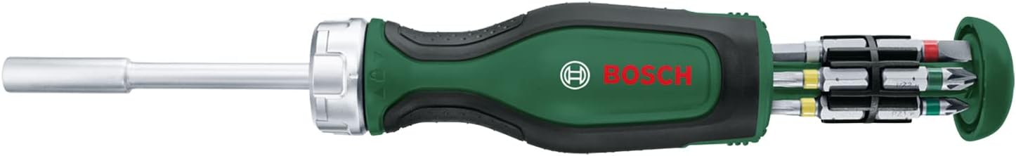 Bosch Ratchet Screwdriver 12 Bits - High-Torque Model 1600A027Pp