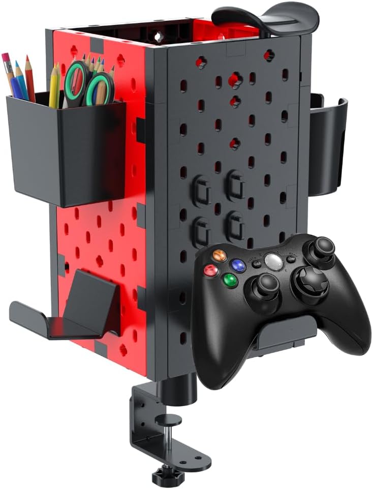 Superlit Desk Pegboard Gaming Station Organizer With Controller Storage & Headphone Hanger