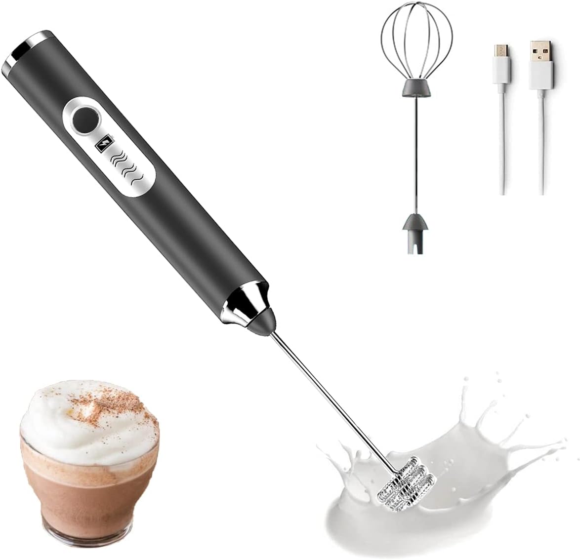 Mular Zephyrcook Handheld Milk Frother - Usb Rechargeable 3-Speed Adjustable