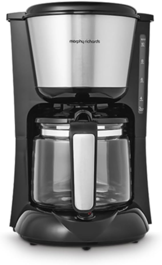 Morphy Richards Equip Filter Coffee Machine 162501, 10 Cup, Black/Brushed Steel