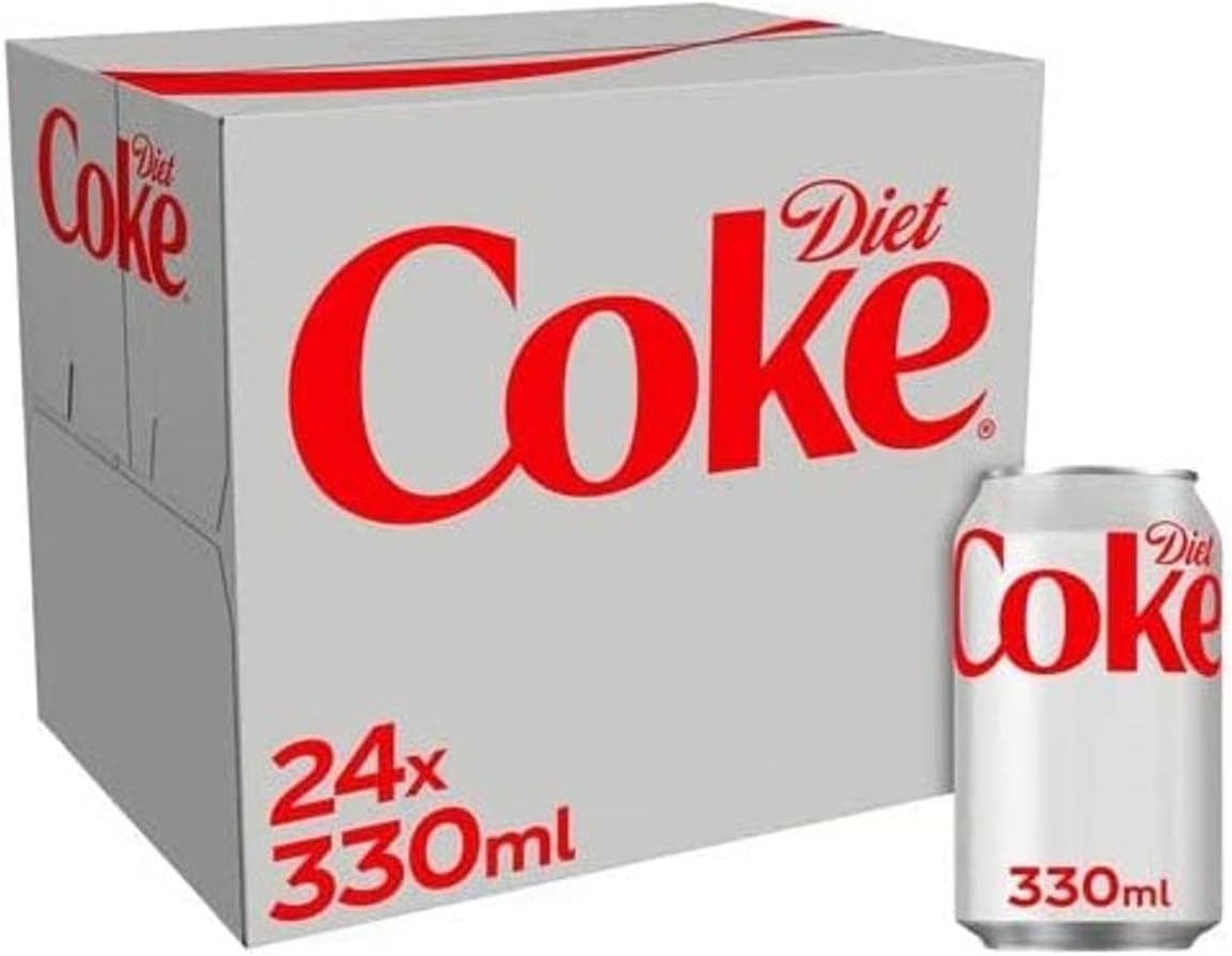 Diet Coke Can Cola, 24 Pack Of 330Ml Cans, Sugar-Free & Low-Calorie Soft Drink