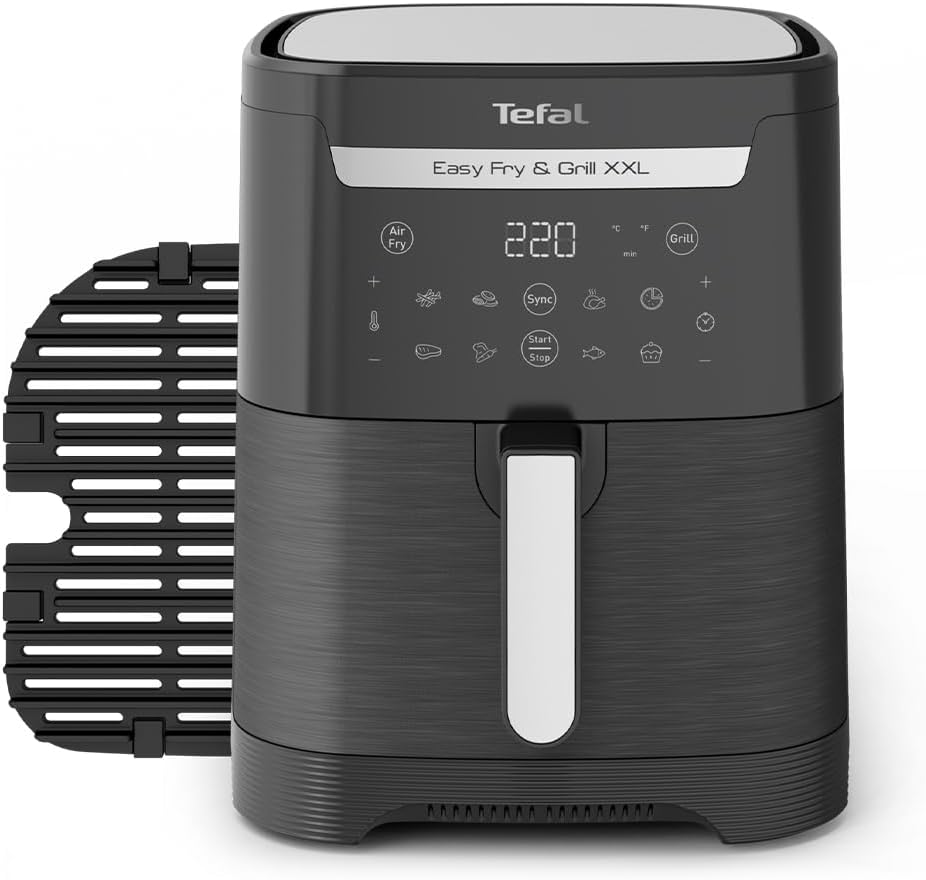 Tefal Easy Fry Xxl 2In1 Digital Dual Air Fryer & Grill Ey801827 Black