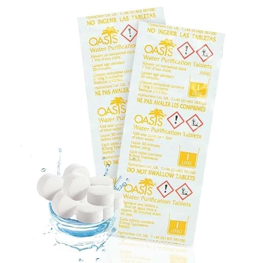 Jesata Oasis Water Purification Tablets 8.5Mg - Emergency Drinking Water Treatment Tablets (200 Pack)