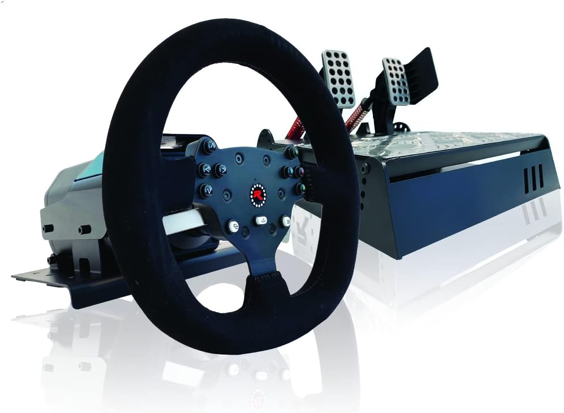Gtr Simulator Rs30 Ultra Force Feedback Racing Wheel With Suede Leather Cover & Adjustable Pedals For Pc & Xbox