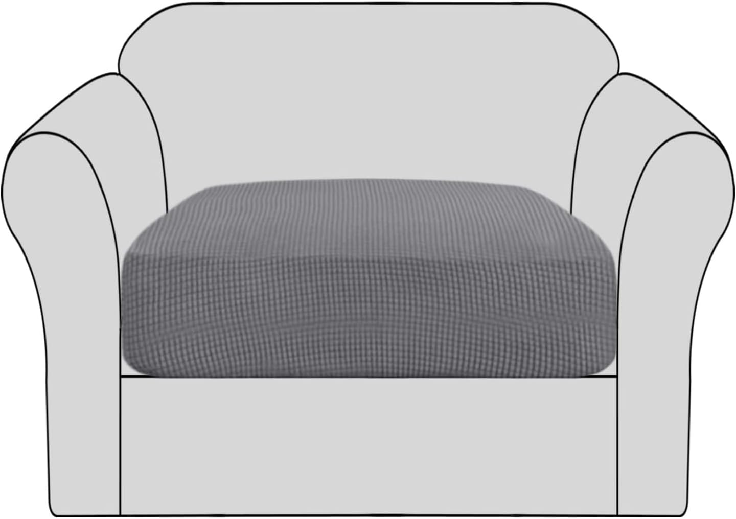 Bellahills Grey Stretch Sofa Seat Cushion Cover With Elastic Bottom