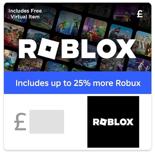Roblox Gift Card With 25% Extra Robux Credit