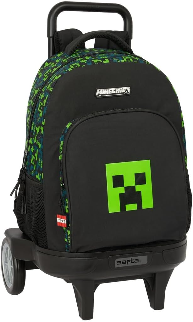 Safta Minecraft Tnt Large Backpack With Wheels, Multicoloured, 33 X 22 X 45 Cm