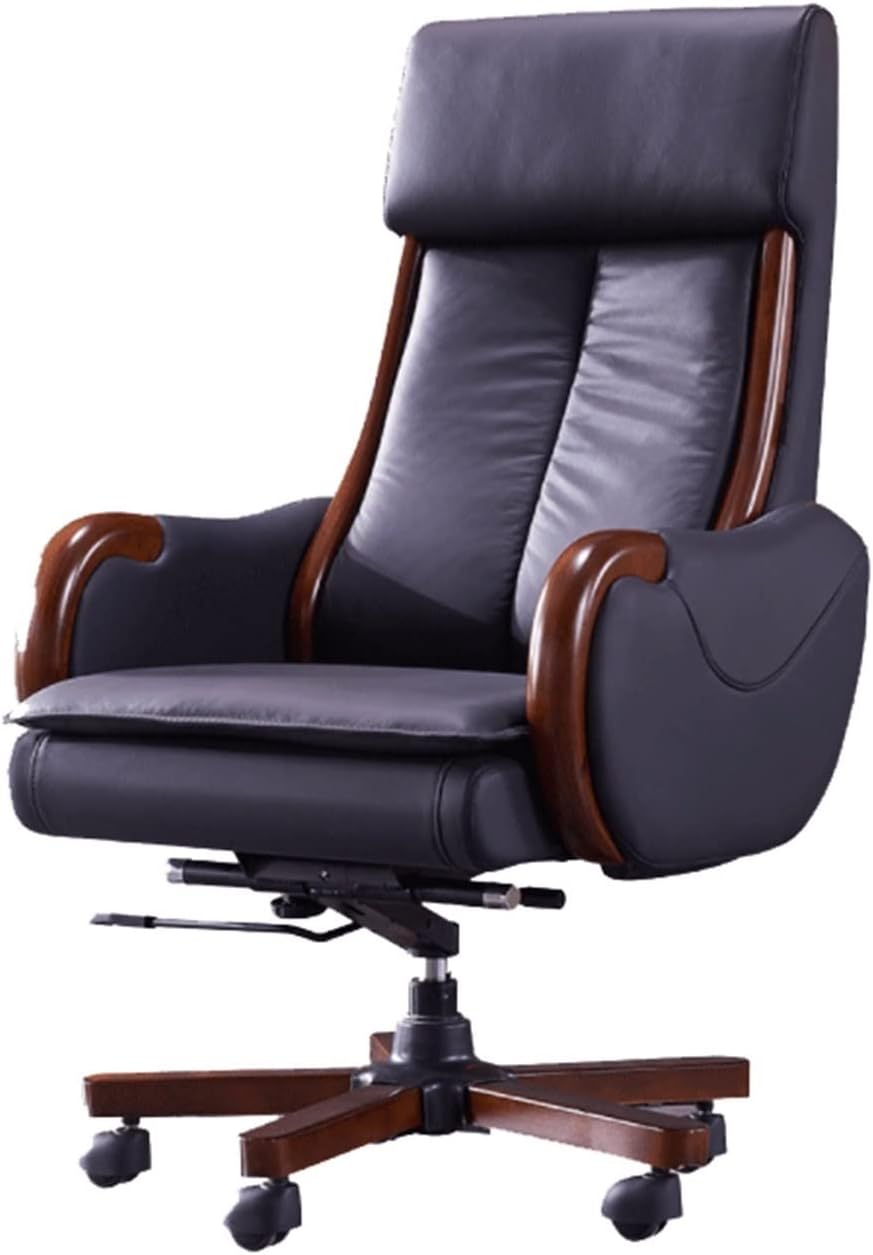 Managerial Chairs Executive Chair - Adjustable Cowhide Office Chair With 360-Degree Rotation