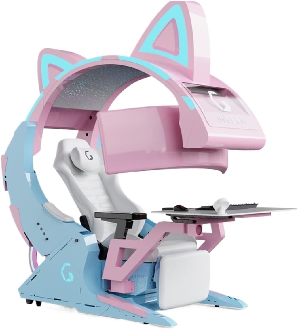 Generic Gvbfhgttg-Pink Gaming Chair With Rgb Led Lights & Ergonomic Design