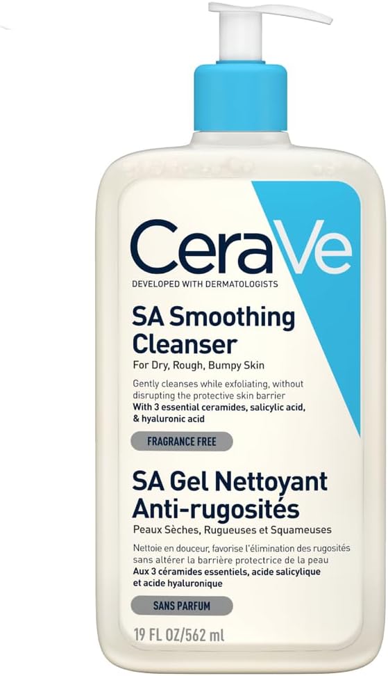Cerave Sa Smoothing Cleanser 19Oz With Salicylic Acid For Dry, Rough & Bumpy Skin
