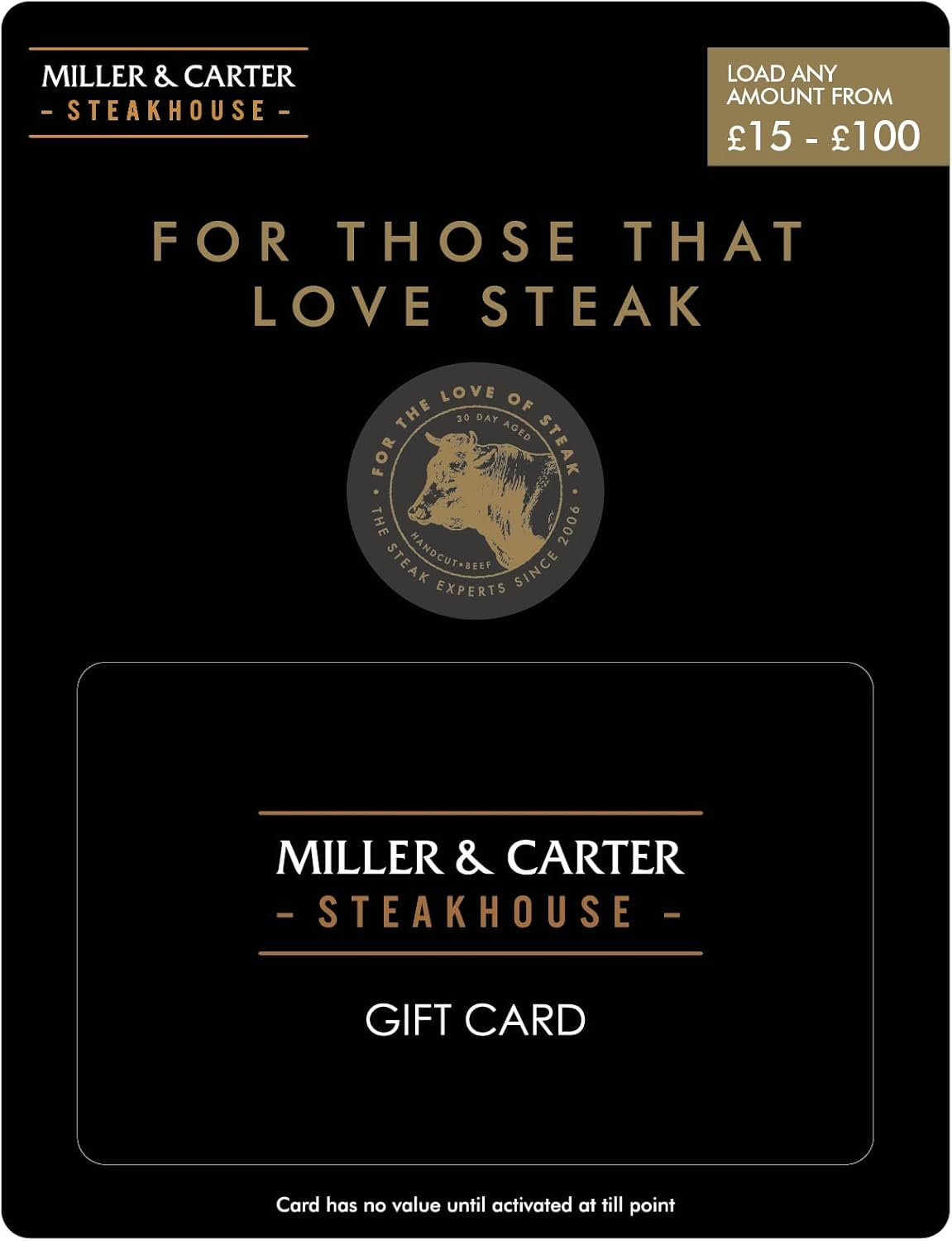 Miller & Carter Gift Card - Delivered Via Post