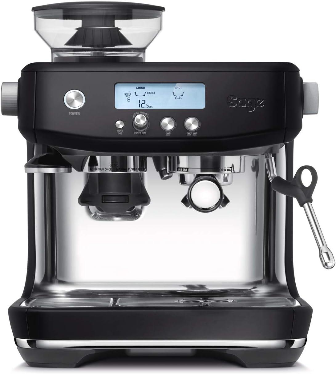 Sage Barista Pro Ses878Btr Bean-To-Cup Coffee Machine With Integrated Grinder And Milk Frother, Black Truffle