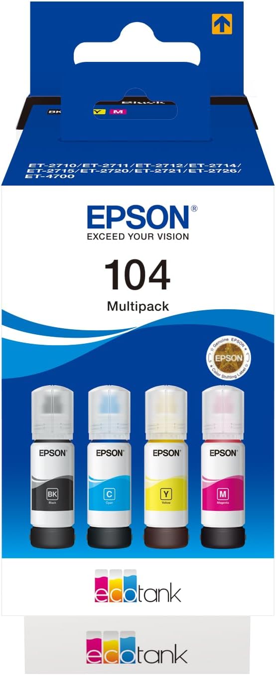 Epson Ecotank 104 Genuine Multipack Ink Bottles (C13T00P640)