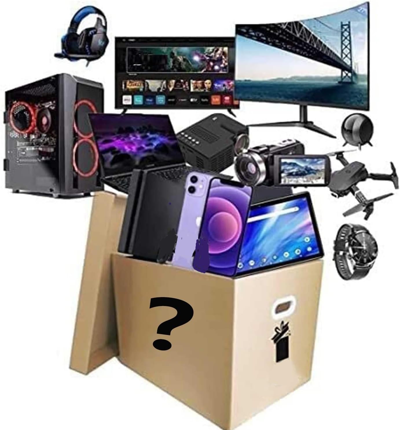 Mixed Lot Electronic Gifts Overstock Package, Branded Items, Assorted Electronics Bundle