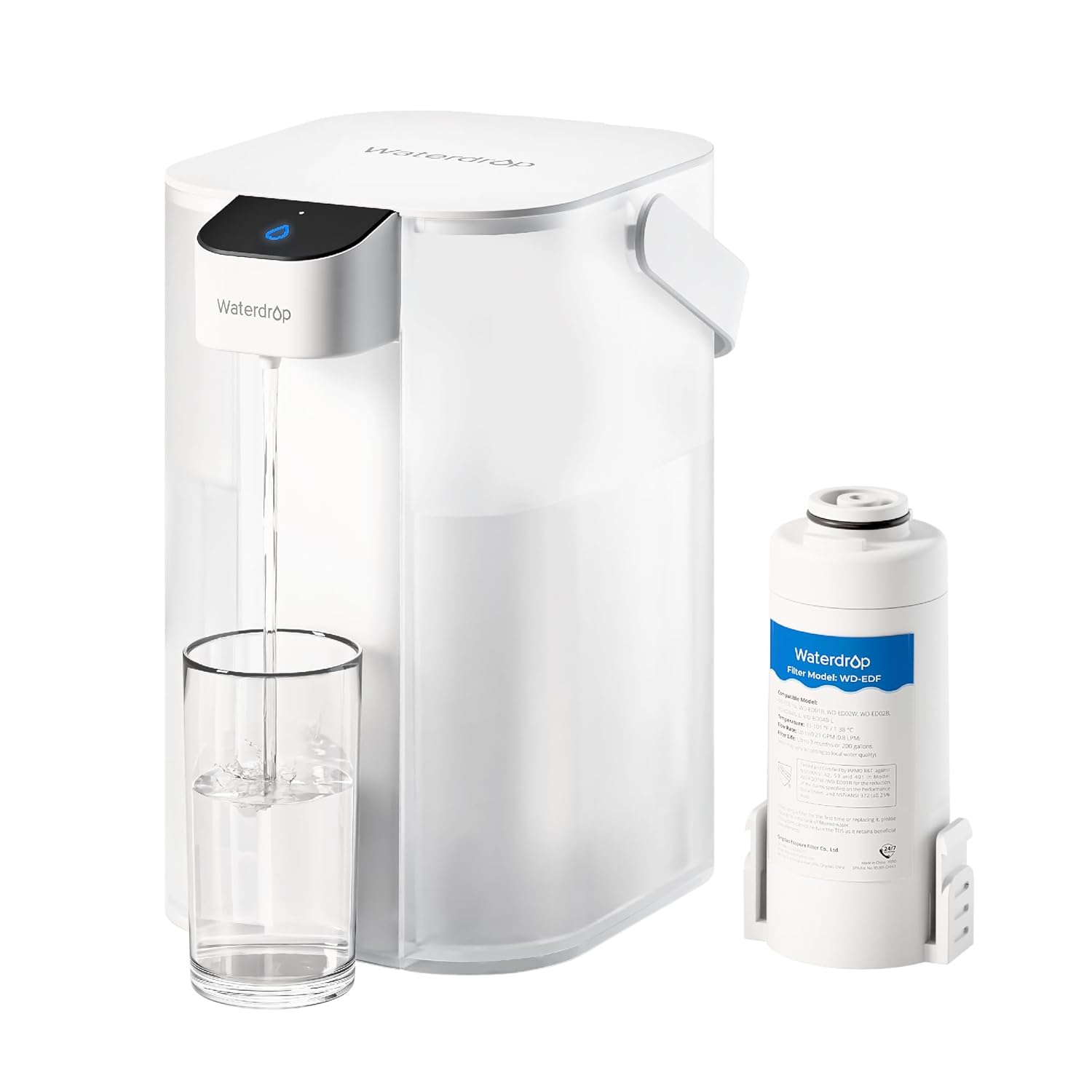 Waterdrop Instant Electric Water Filter Jug Wd-Ed01W, 3.5L Countertop Water Filter System