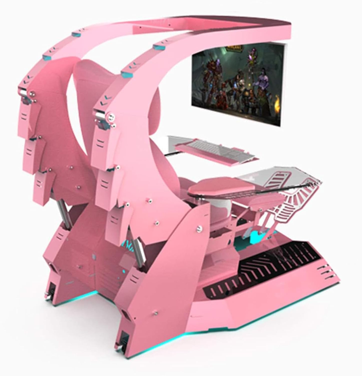 Bddcywy Heavy Duty Gaming Chair, Pink, Ergonomic Pc Chair With Footrest, Lumbar Support & Massage Function, Model Dee6Okedlcugyy9Inx
