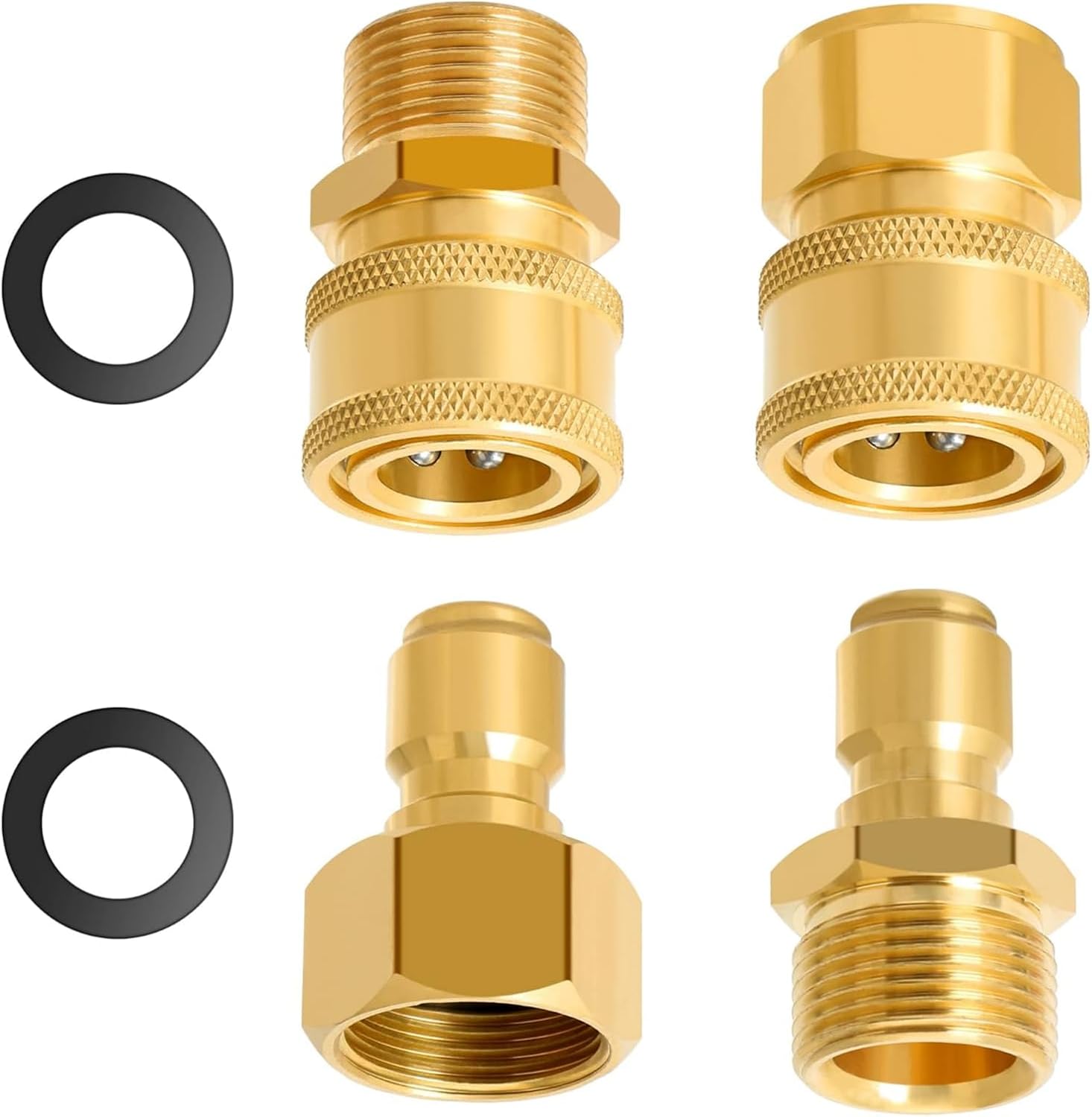 Jinhenb M22-15Mm Pressure Washer Quick Disconnect Adaptor Set 4 Pack