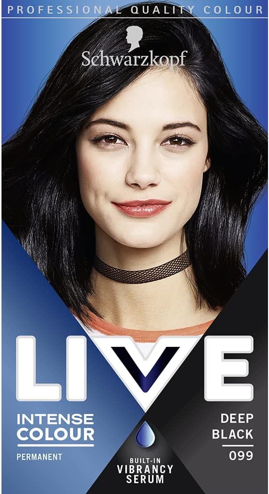 Live Intense Colour Deep Black 099 Permanent Hair Dye With Built-In Vibrancy Serum