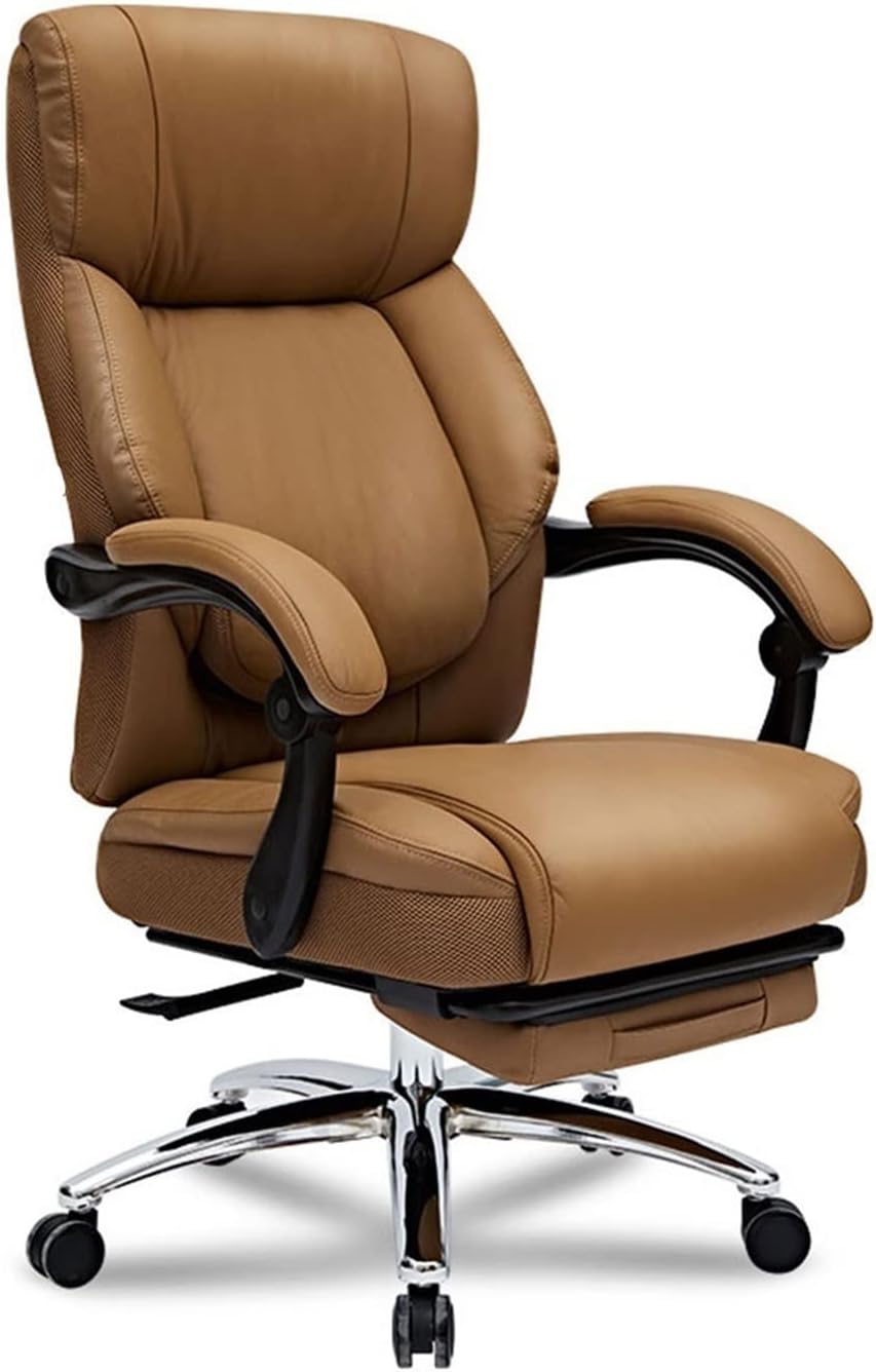 Klajhhsssssssss Executive Office & Gaming Chair With Cowhide Seat And Adjustable Footrest