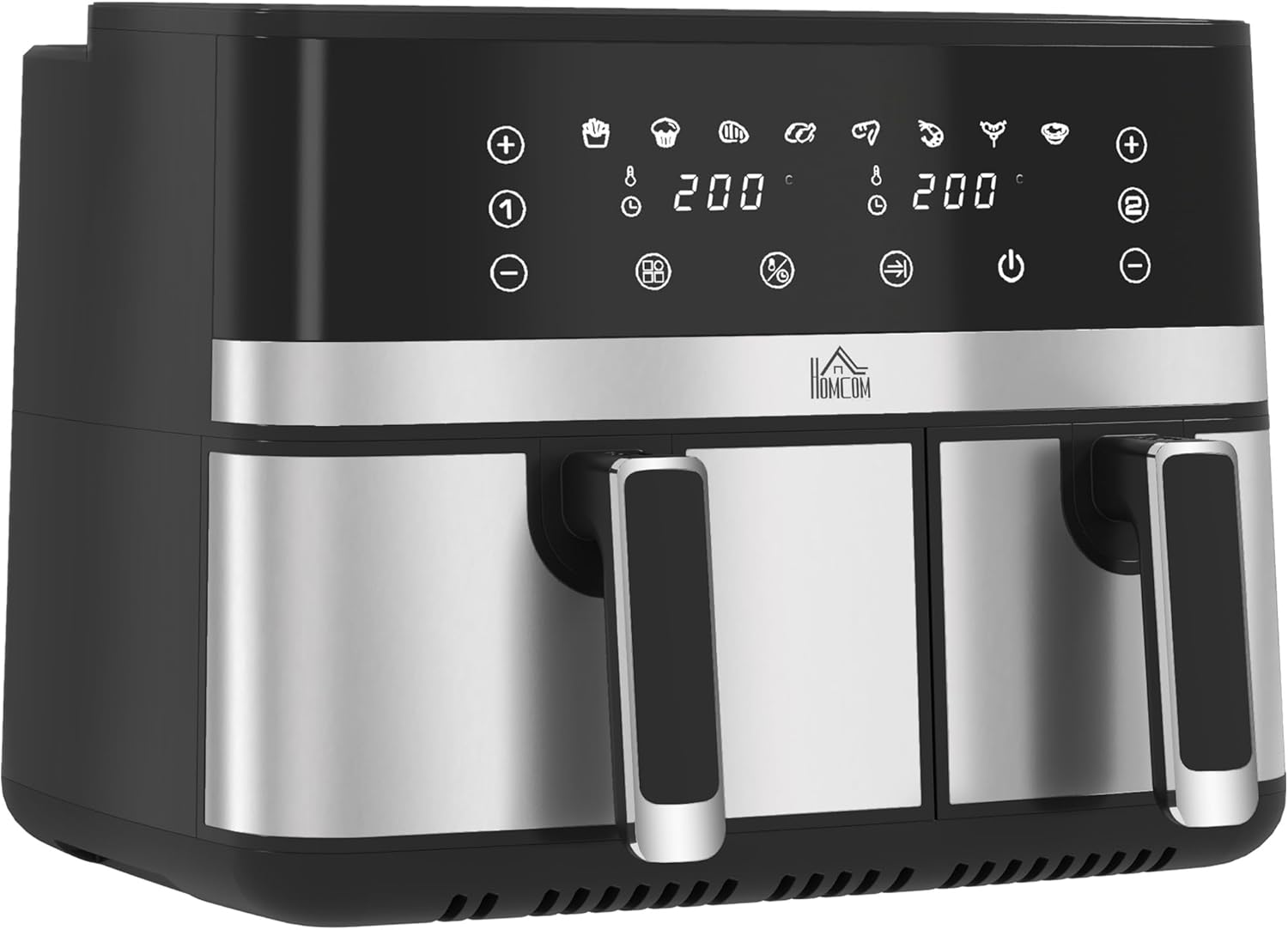 Homcom Fry Dual Zone Digital Air Fryer, 2 Drawers, 8.3L, Uk800-193V70Bk0331 Model