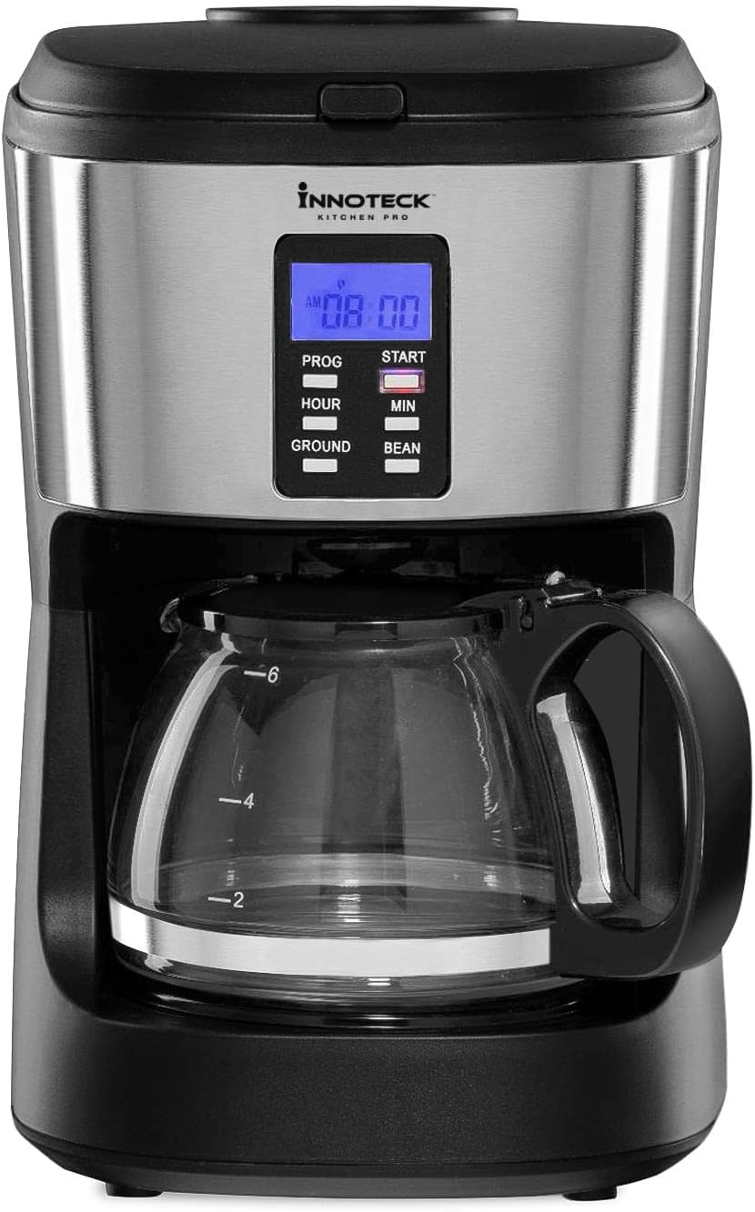 Innoteck Kitchen Pro Digital Grind And Brew 2 In 1 Coffee Machine Ds-5936 Black/Chrome 750Ml