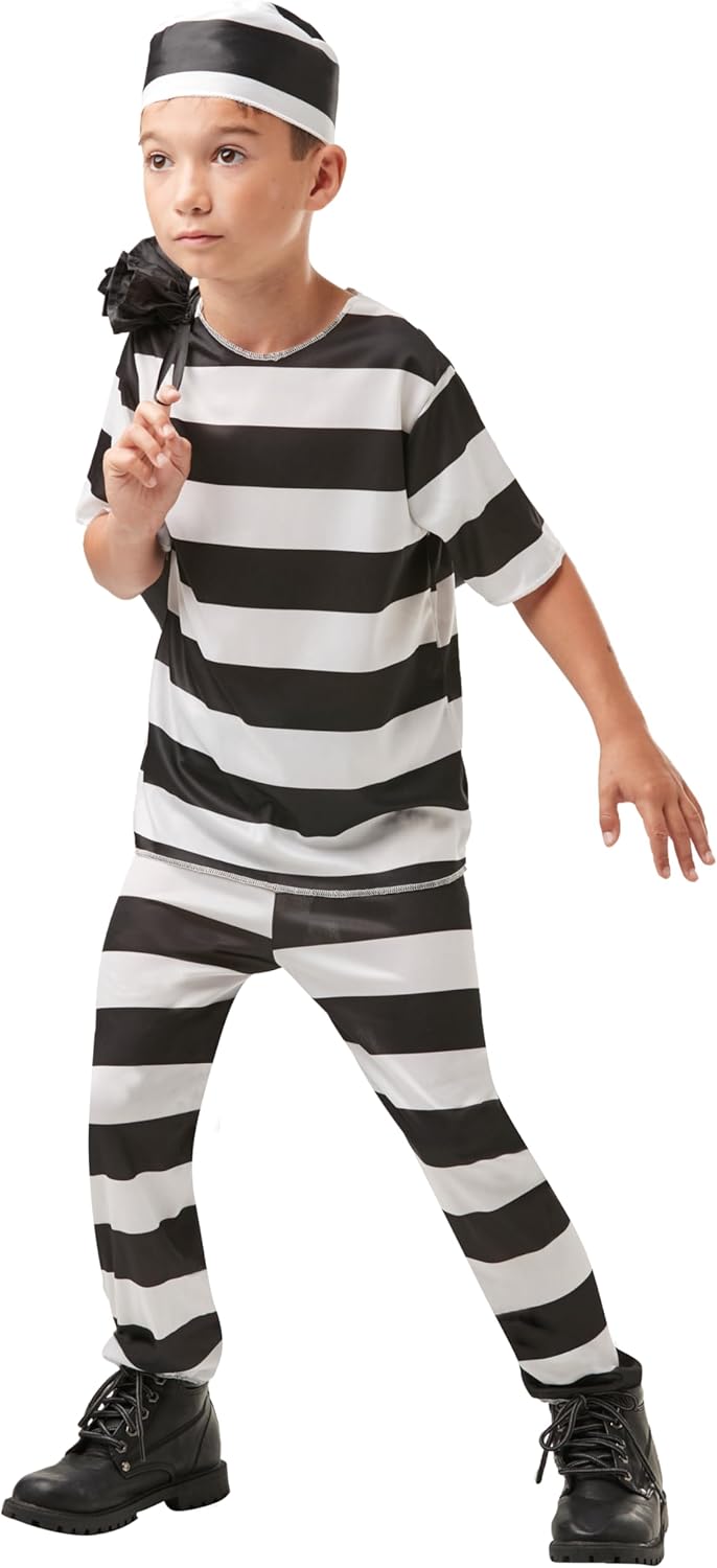Rubies Boys Prisoner Costume, 5-7 Years, Black/White