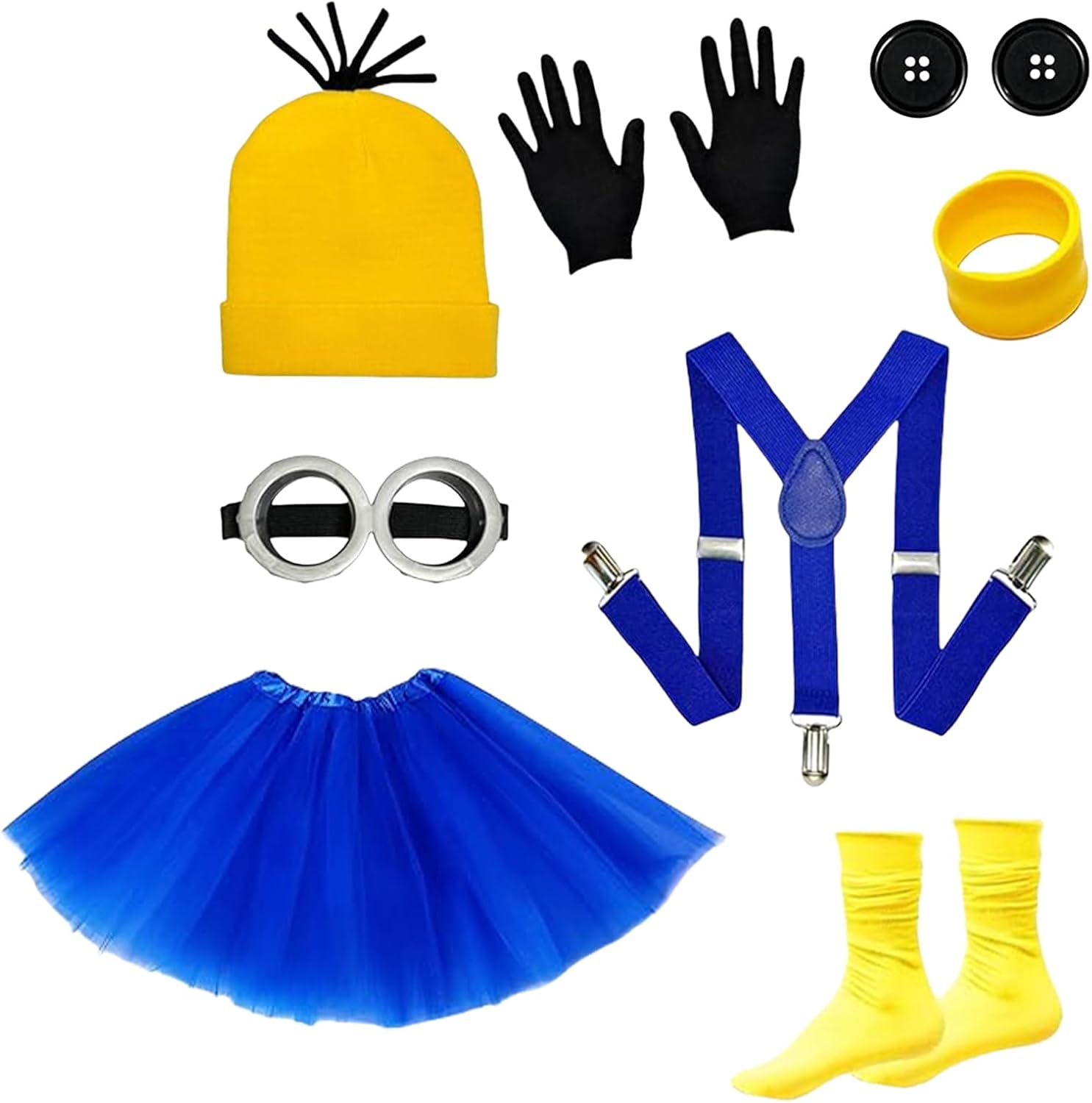 Ewrgij Steampunk Costume Accessory Set - 11 Piece Halloween Cosplay Outfit With Goggles, Yellow Beanie, And Black Gloves