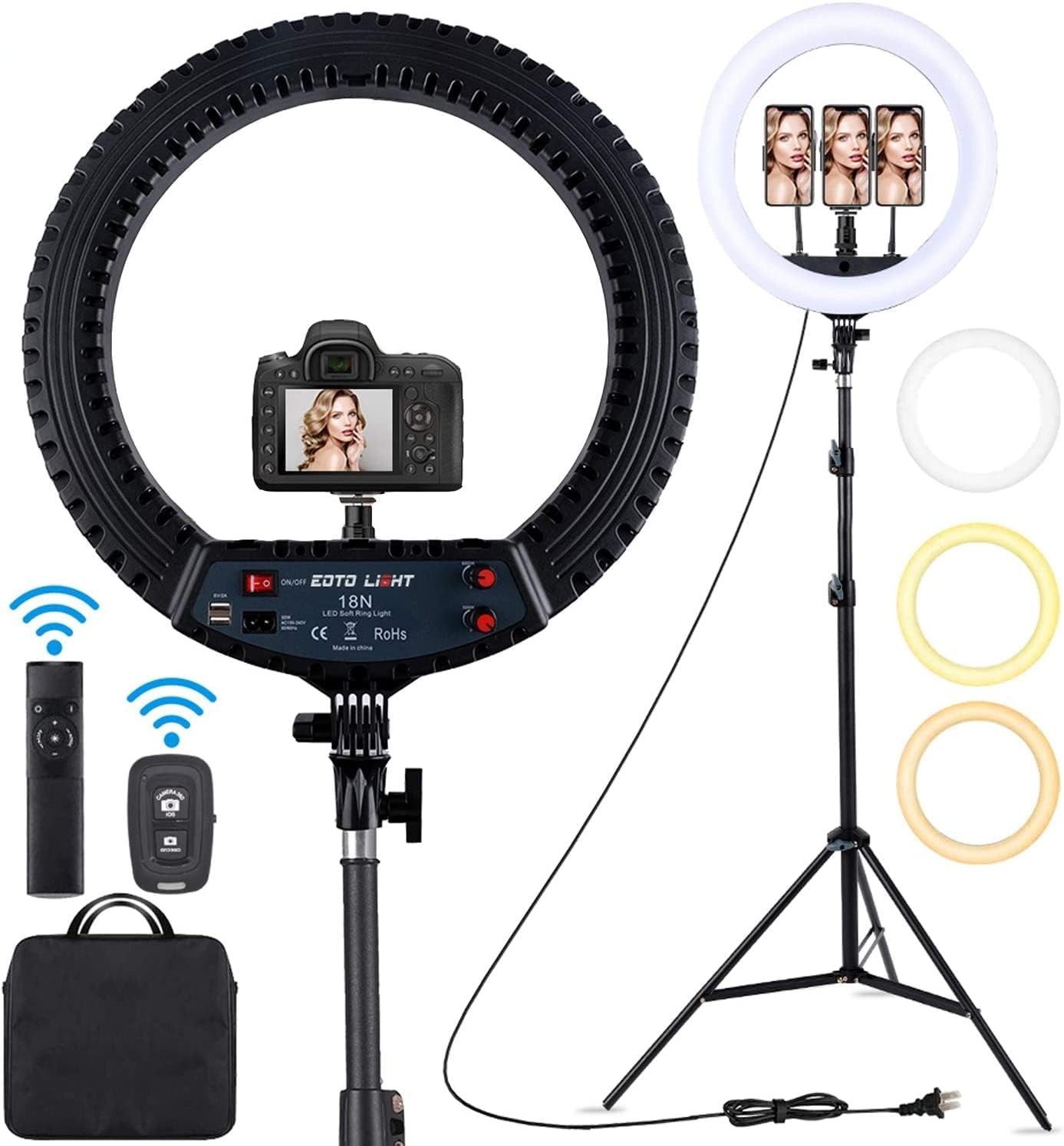 Eoto Light 18 Inch Led Ring Light With Tripod Stand And Remote Control