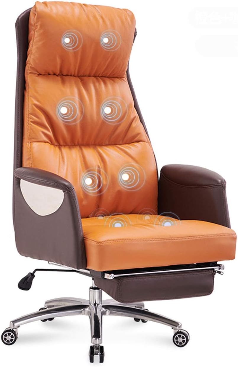 Boss Chair Gaming Chair Ergonomic Office Chair Cowhide Orange White