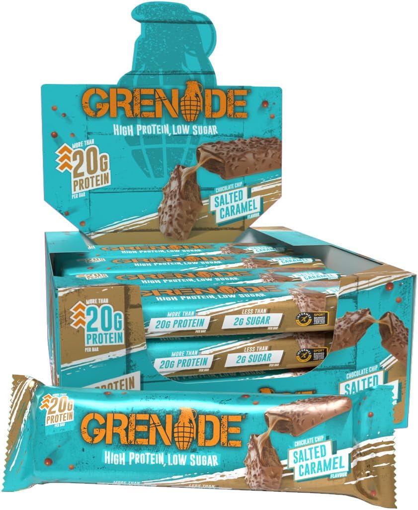 Grenade High Protein Bar - Chocolate Chip Salted Caramel, 12 X 60G