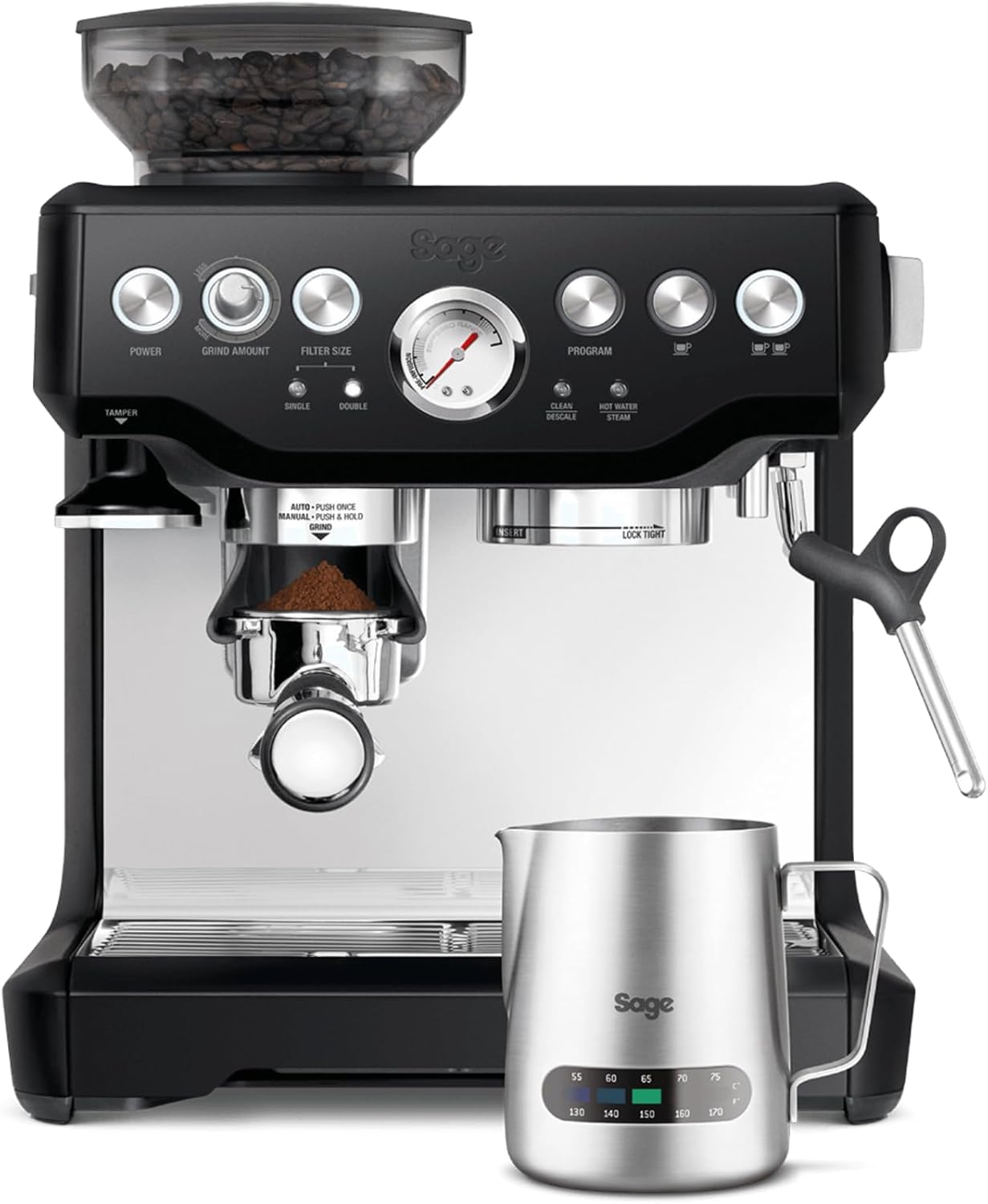 Sage Barista Express Ses875Btr2Guk1 Bean-To-Cup Coffee Machine With Grinder And Milk Frother, Black Truffle