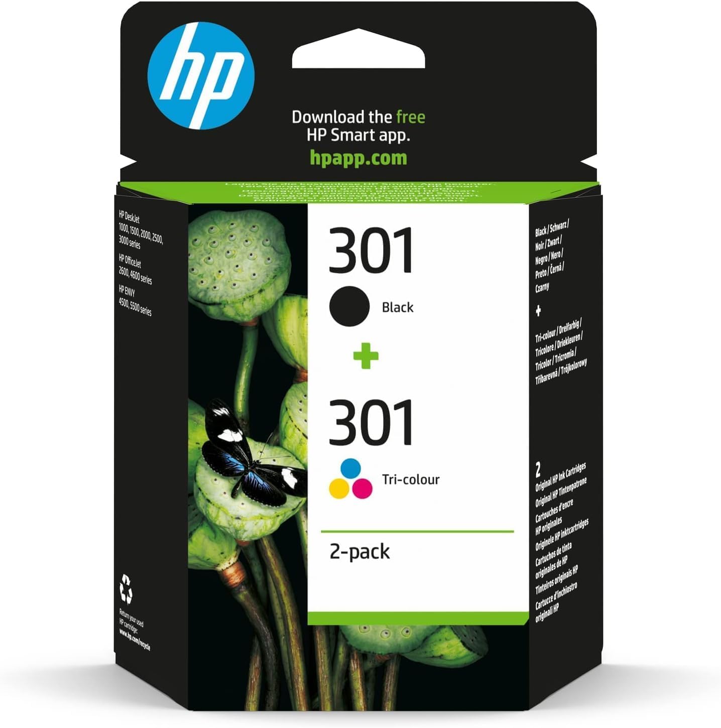 Hp N9J72Ae 301 Original Ink Cartridges, Black And Tri-Colour, Multipack