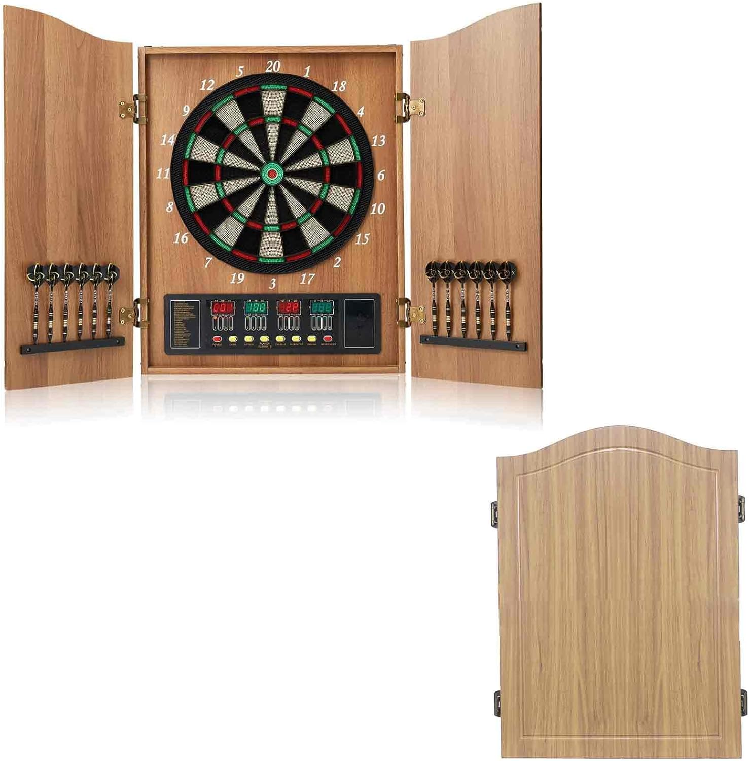 Jxcca Electronic Dart Board With Cabinet, Model Jxcca-001, 18 Inch Automatic Scoring Soft Dart Board