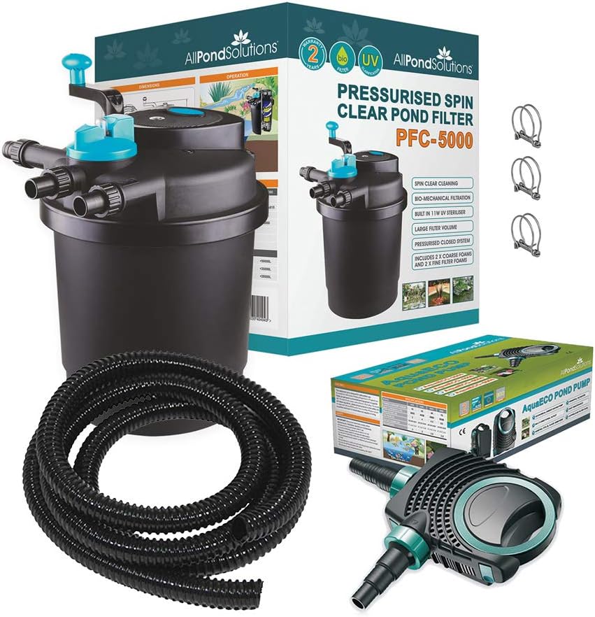 Allpondsolutions Pfc-5000-Kit Pressurised Pond Filter Kit With Uv Steriliser & 3000L/H Pump