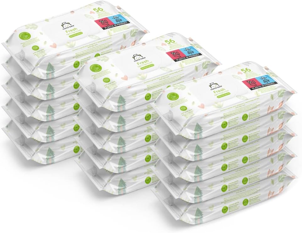 Mama Bear Fresh Lightly Fragranced Baby Wipes, 1008 Count (18 Packs Of 56)