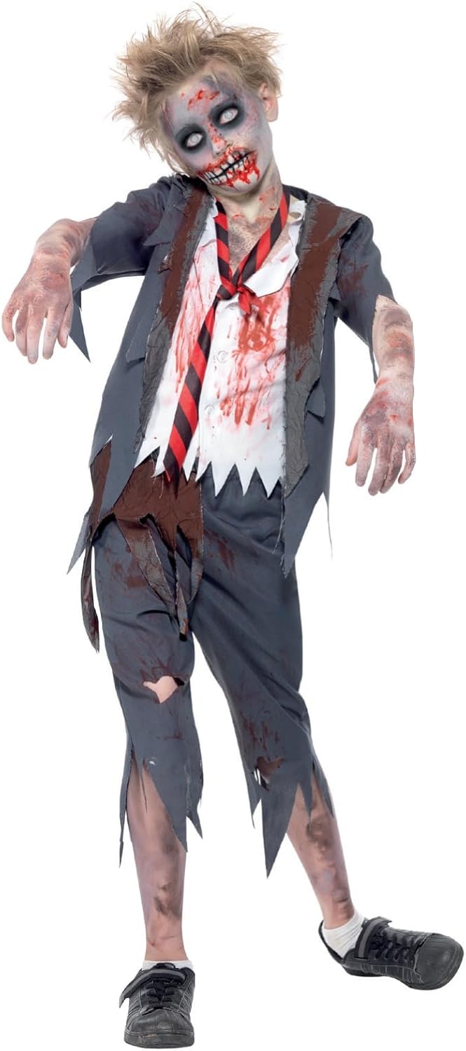 Smiffys Zombie School Boy Costume, Grey, Br43022S Model, Halloween Fancy Dress For Kids