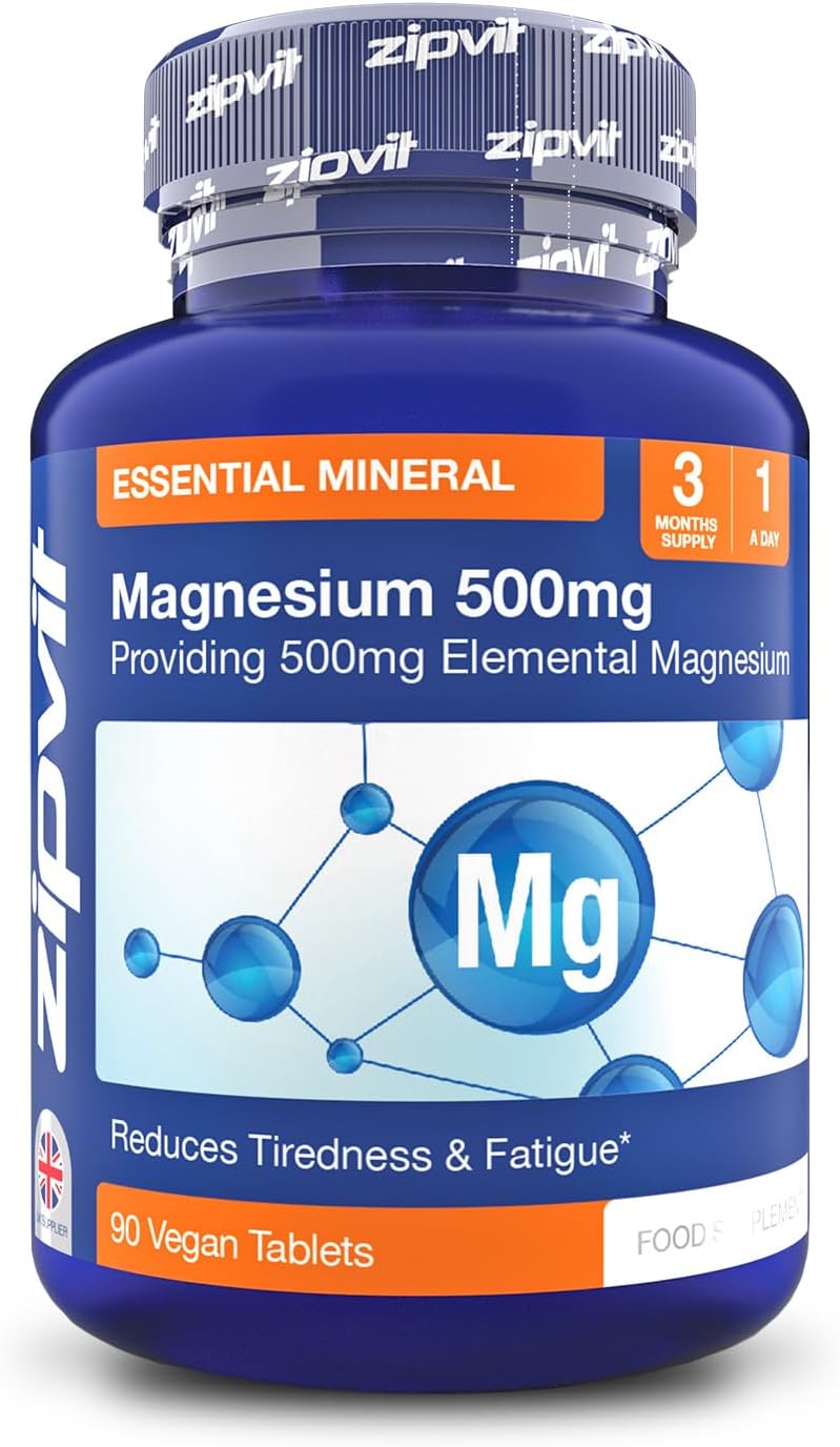Zipvit Magnesium 500Mg - High-Strength Vegan Magnesium Supplement, 90 Tablets, 3 Month Supply