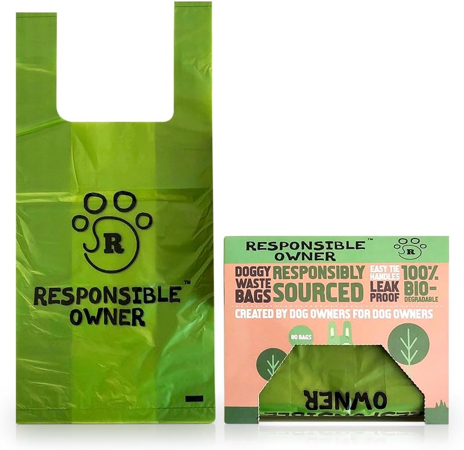 Responsible Owner 100% Biodegradable Dog Poo Bags, 80 Count, Earth Green