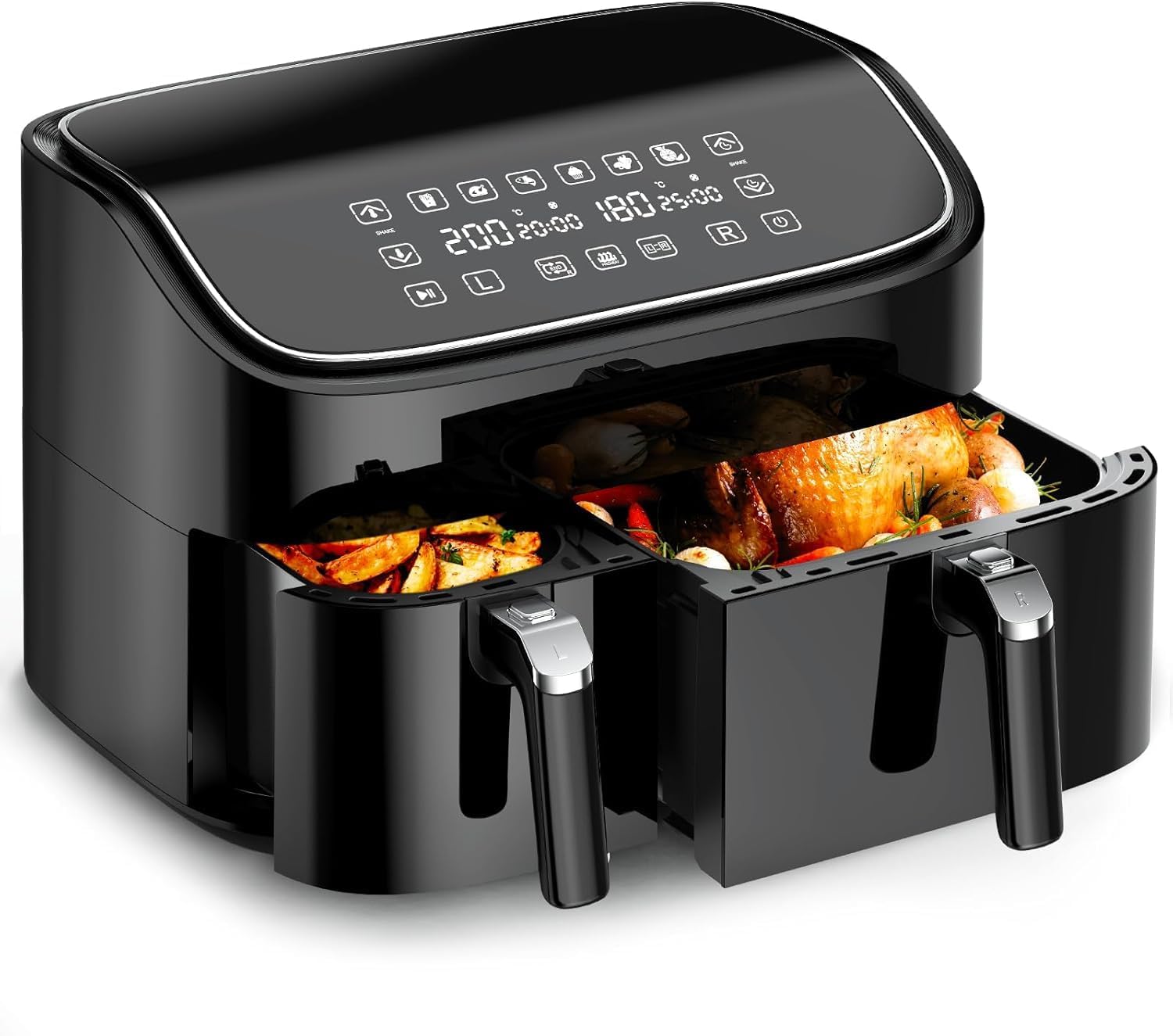 Cookwise 9L Dual Air Fryer Afd-6300A - Digital Air Fryer With 3L+6L Xl Capacity & 6 Preset Functions
