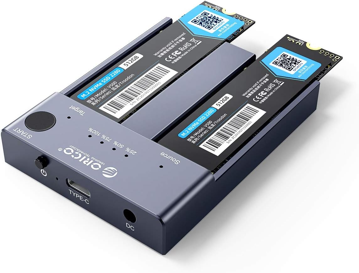 Orico M2P2 Nvme Clone Docking Station - Dual-Bay Tool-Free Usb C For M.2 Ssds