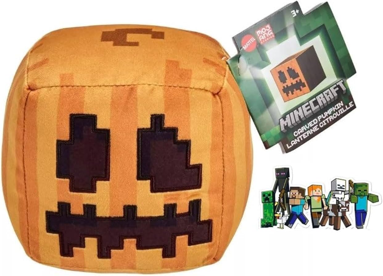 Minecraft Legends 6 Inch Carved Pumpkin Plush Doll