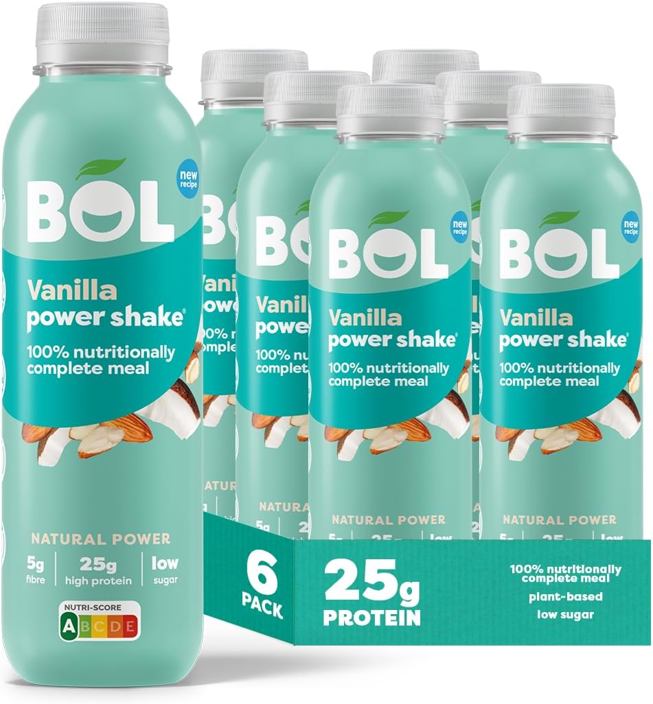 Bol Vanilla Power Shake - 410Ml X 6 Bottles, Plant-Based Meal Replacement With 25G Protein