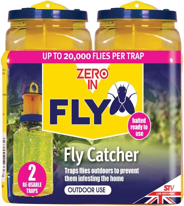 Zero In Outdoor Fly Trap - Twin Pack Non-Toxic Fly Catcher