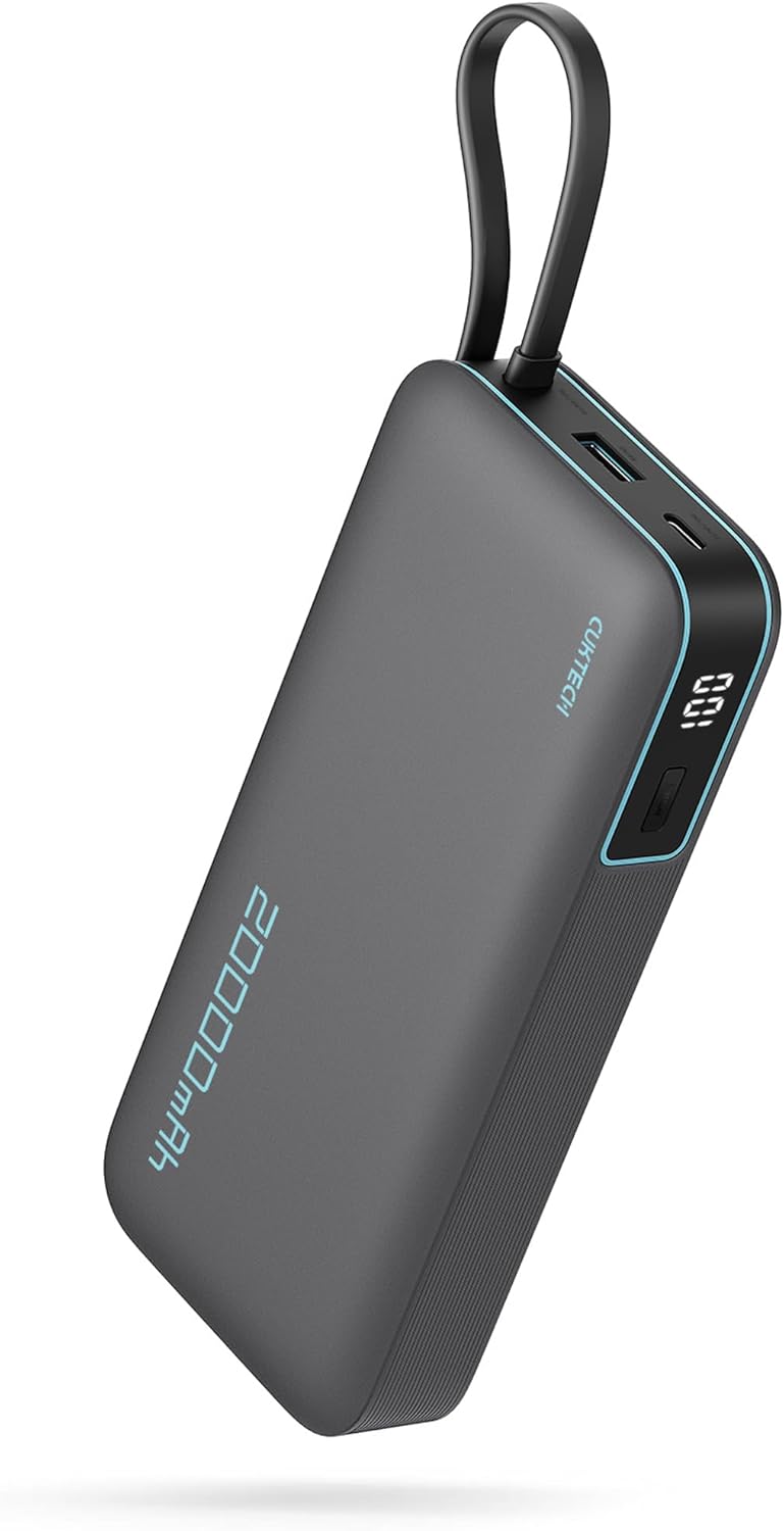Cuktech 45W Power Bank, 20,000Mah Portable Charger With Built-In Usb C Cable, Fast Charging Battery Pack